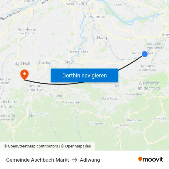 Gemeinde Aschbach-Markt to Adlwang map