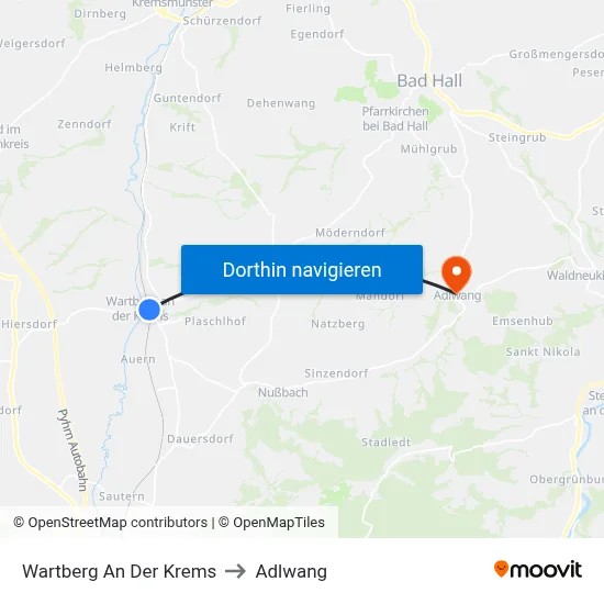 Wartberg An Der Krems to Adlwang map