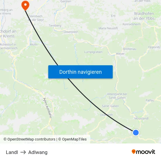 Landl to Adlwang map