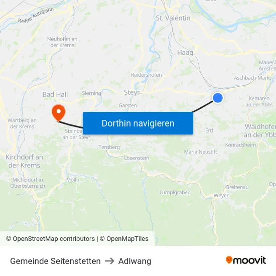 Gemeinde Seitenstetten to Adlwang map