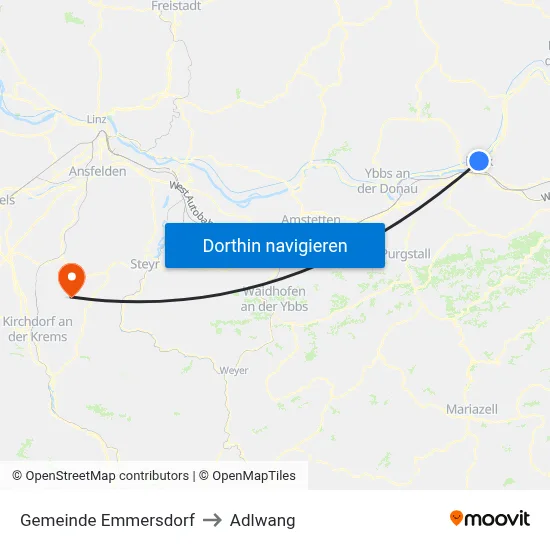 Gemeinde Emmersdorf to Adlwang map