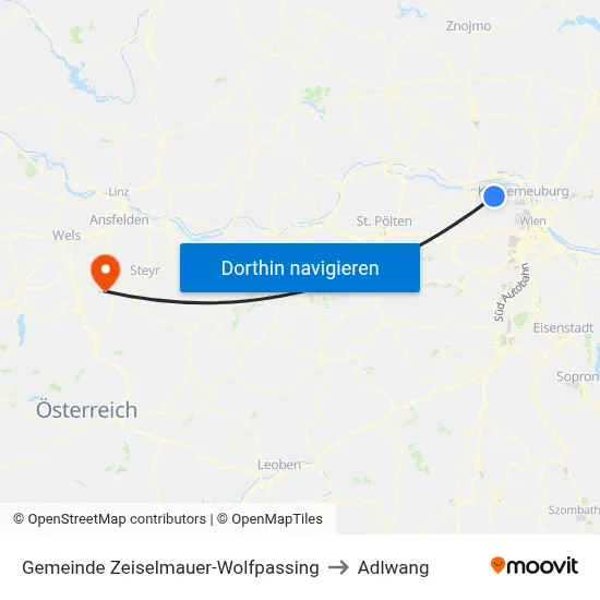 Gemeinde Zeiselmauer-Wolfpassing to Adlwang map