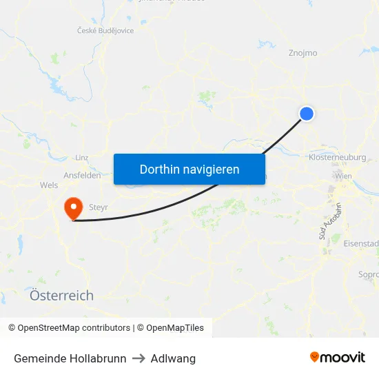 Gemeinde Hollabrunn to Adlwang map