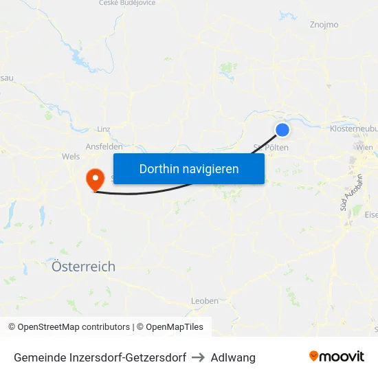 Gemeinde Inzersdorf-Getzersdorf to Adlwang map