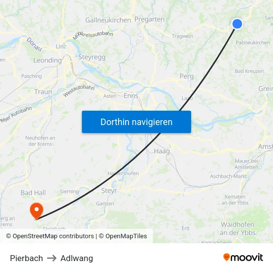 Pierbach to Adlwang map