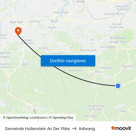 Gemeinde Hollenstein An Der Ybbs to Adlwang map