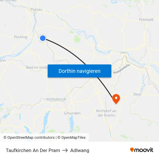 Taufkirchen An Der Pram to Adlwang map