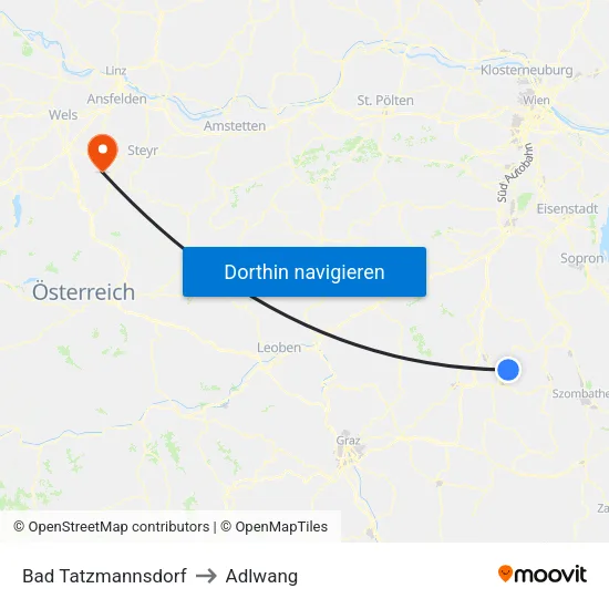 Bad Tatzmannsdorf to Adlwang map