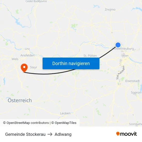 Gemeinde Stockerau to Adlwang map