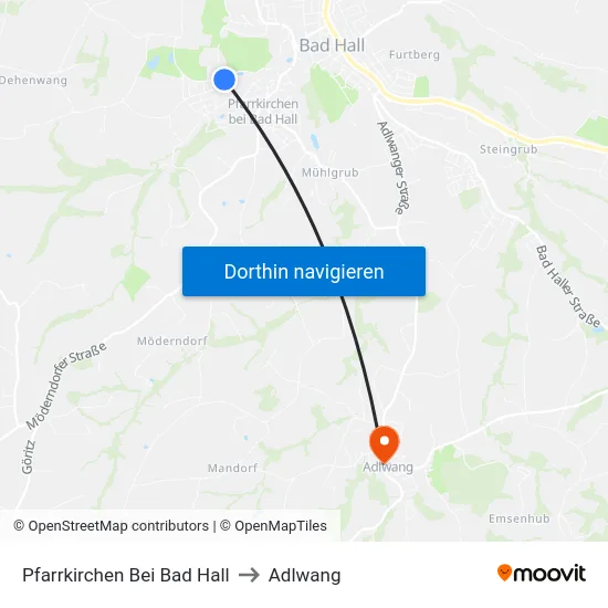 Pfarrkirchen Bei Bad Hall to Adlwang map