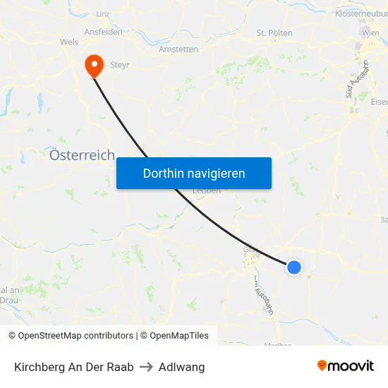 Kirchberg An Der Raab to Adlwang map