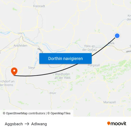 Aggsbach to Adlwang map