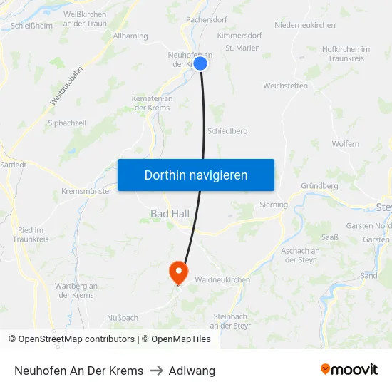 Neuhofen An Der Krems to Adlwang map