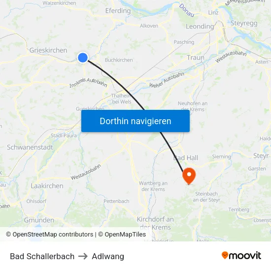 Bad Schallerbach to Adlwang map