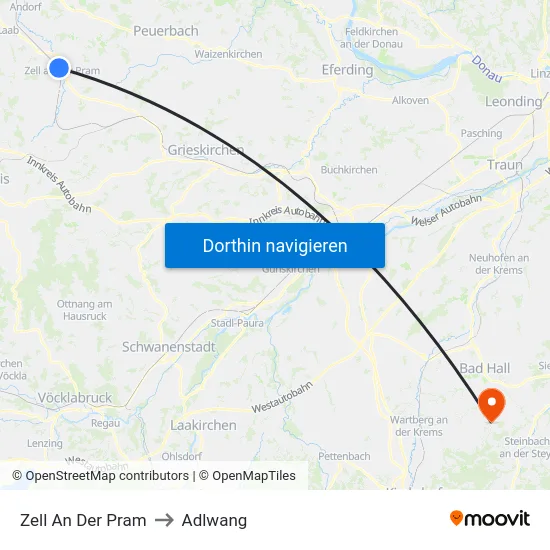 Zell An Der Pram to Adlwang map