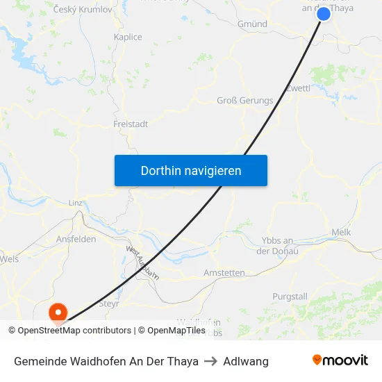 Gemeinde Waidhofen An Der Thaya to Adlwang map