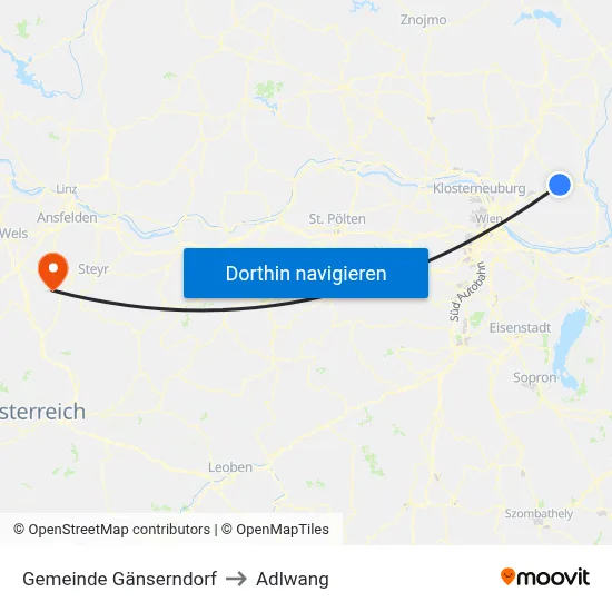 Gemeinde Gänserndorf to Adlwang map