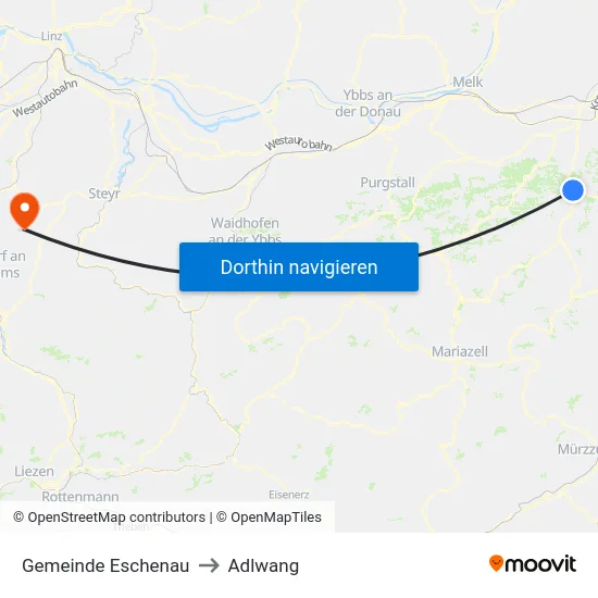 Gemeinde Eschenau to Adlwang map