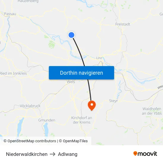 Niederwaldkirchen to Adlwang map