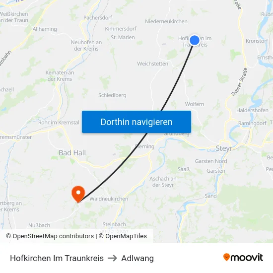 Hofkirchen Im Traunkreis to Adlwang map