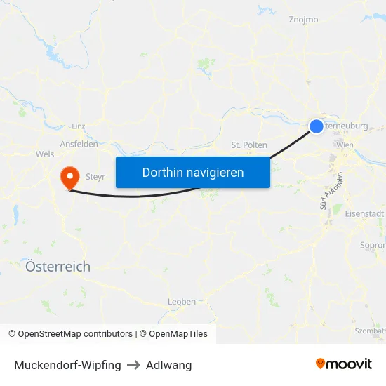 Muckendorf-Wipfing to Adlwang map