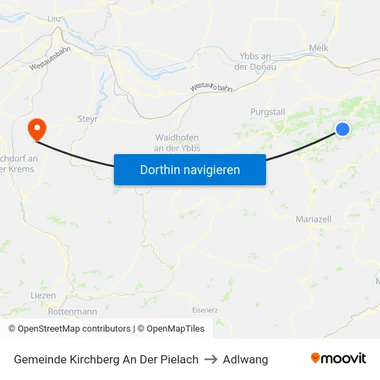 Gemeinde Kirchberg An Der Pielach to Adlwang map