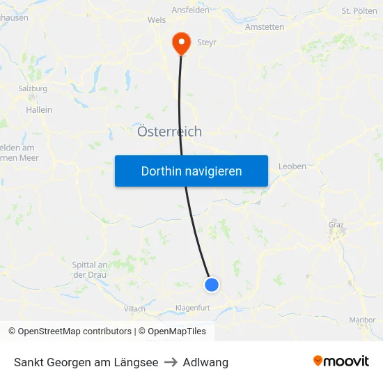 Sankt Georgen am Längsee to Adlwang map