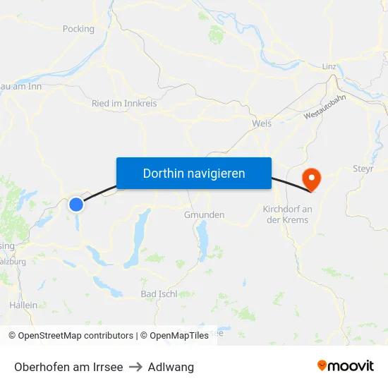 Oberhofen am Irrsee to Adlwang map