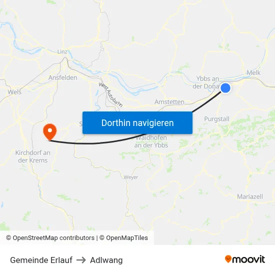Gemeinde Erlauf to Adlwang map
