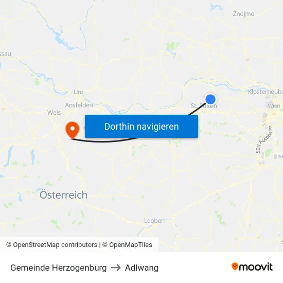Gemeinde Herzogenburg to Adlwang map