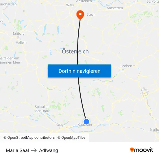 Maria Saal to Adlwang map