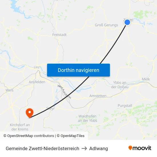 Gemeinde Zwettl-Niederösterreich to Adlwang map