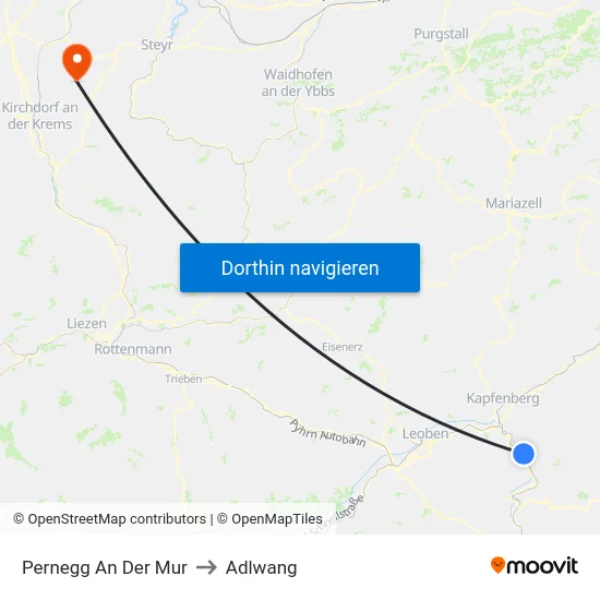Pernegg An Der Mur to Adlwang map