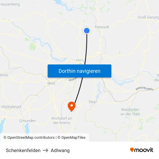 Schenkenfelden to Adlwang map