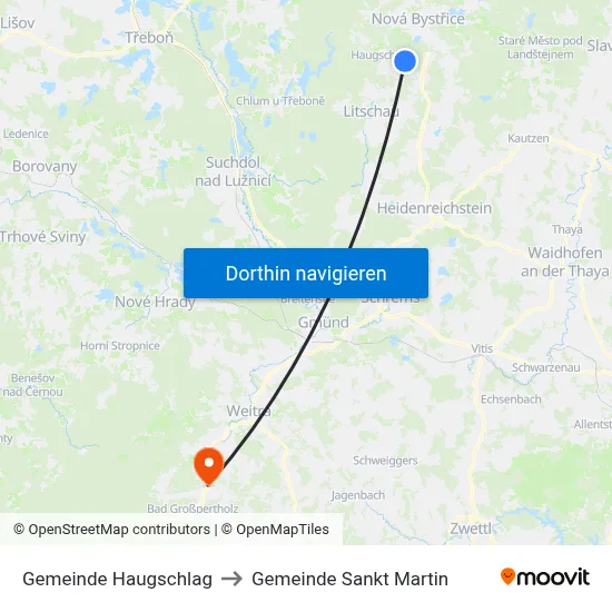 Gemeinde Haugschlag to Gemeinde Sankt Martin map