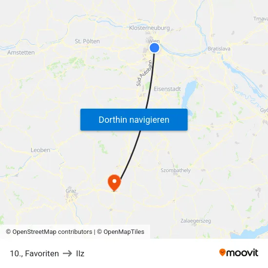 10., Favoriten to Ilz map