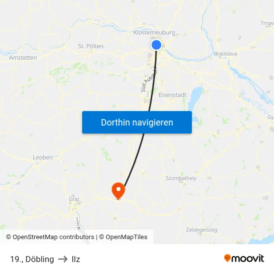 19., Döbling to Ilz map