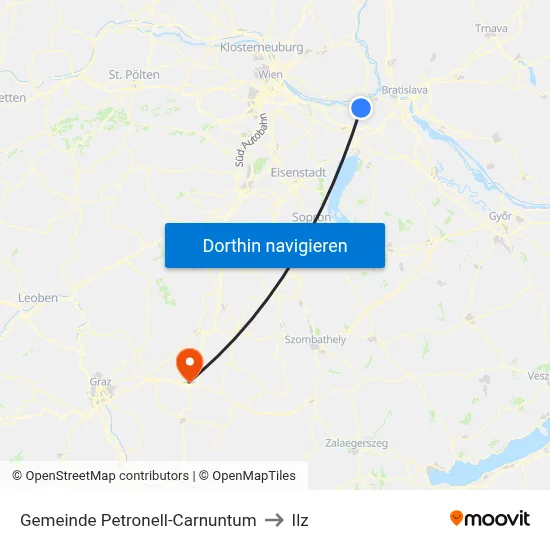 Gemeinde Petronell-Carnuntum to Ilz map