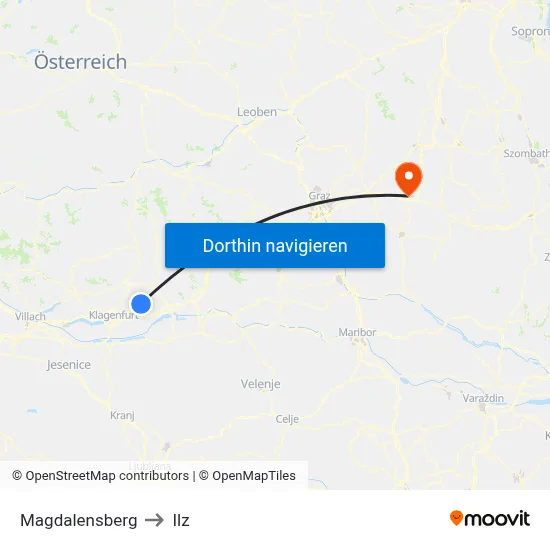 Magdalensberg to Ilz map