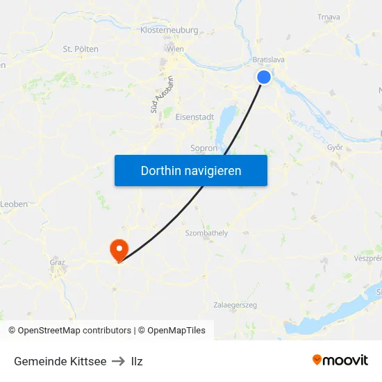 Gemeinde Kittsee to Ilz map