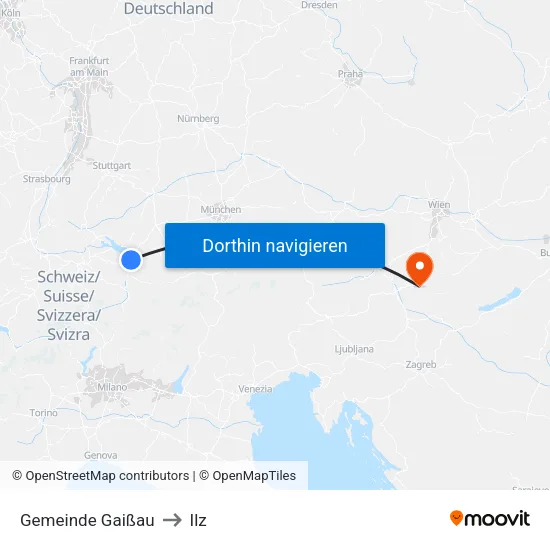 Gemeinde Gaißau to Ilz map