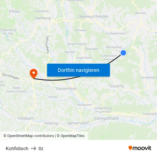 Kohfidisch to Ilz map