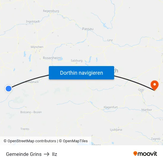 Gemeinde Grins to Ilz map
