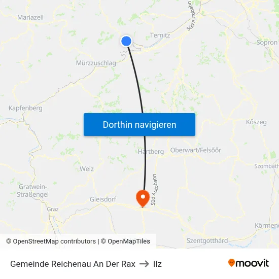 Gemeinde Reichenau An Der Rax to Ilz map