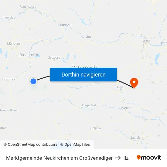 Marktgemeinde Neukirchen am Großvenediger to Ilz map