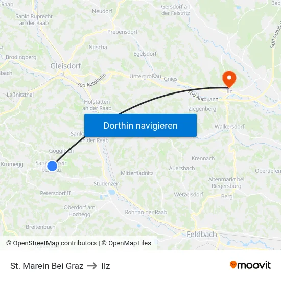 St. Marein Bei Graz to Ilz map