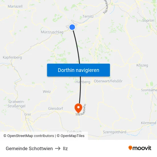 Gemeinde Schottwien to Ilz map
