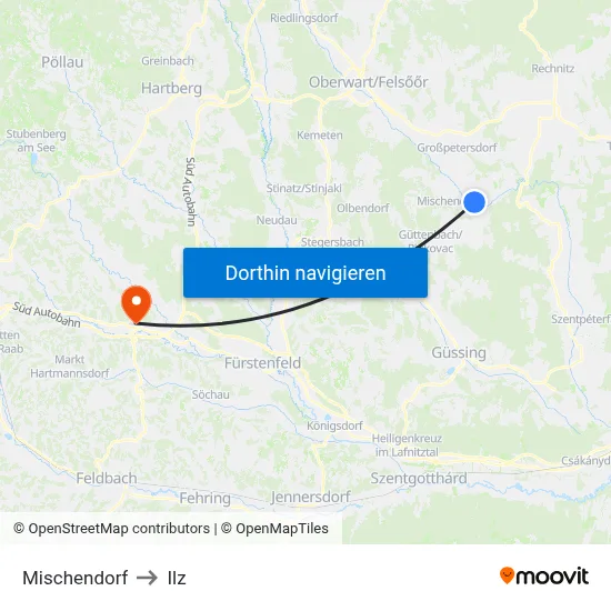 Mischendorf to Ilz map