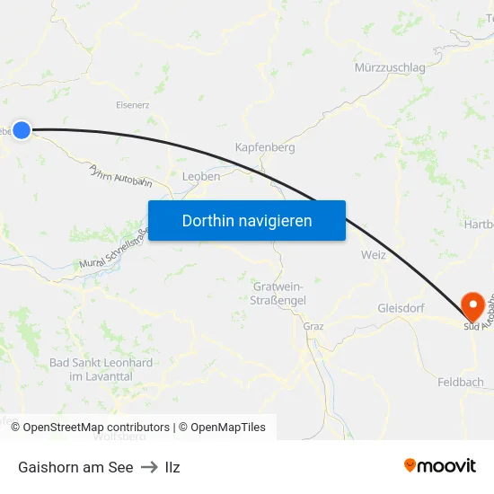 Gaishorn am See to Ilz map