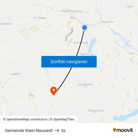 Gemeinde Klein-Neusiedl to Ilz map